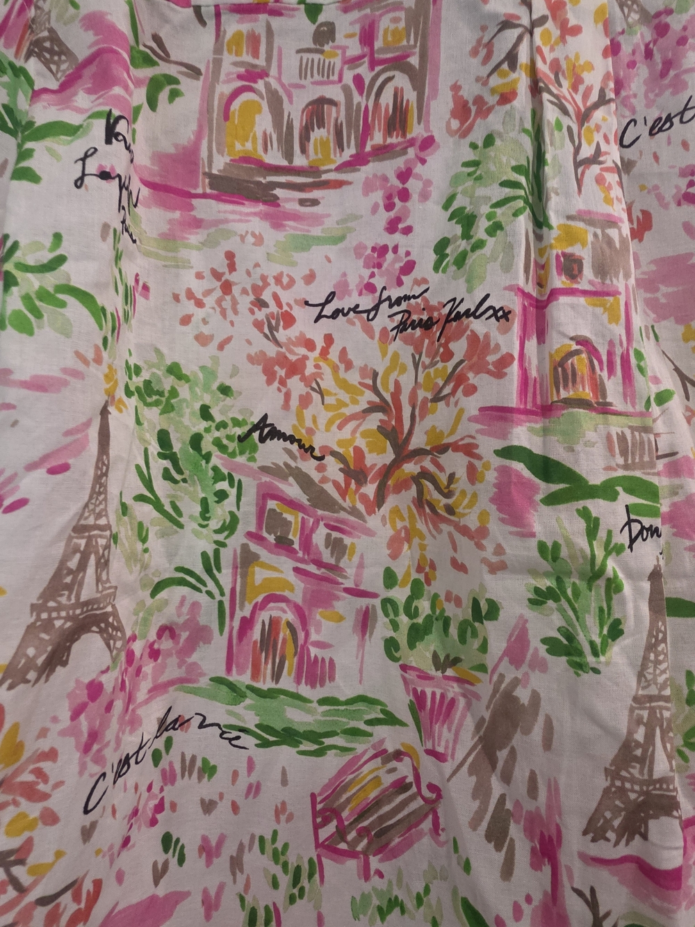 Karl Lagerfeld White Button-Up Shirt with Pink & Green Paris Print - Picture 4 of 6